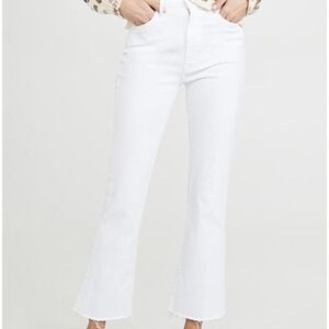 MOTHER High Waisted Rascal Crop Fray White Jeans Denim Raw Hem Womens Size 29